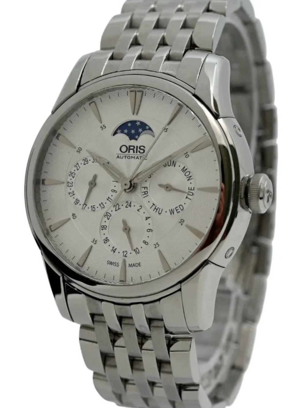 Oris 40mm Men's Artelier Day Date Calendar Moonphase Automatic Watch Ref: 7703!